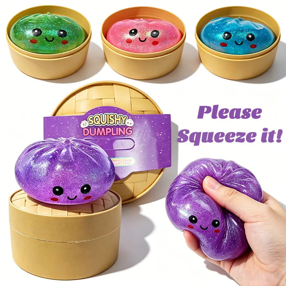 2026 Glitter Dumpling Squishy ULTRA RARE Glitter Hidden Edition Dumplings Sensory Steamer Soft TPR Dough Ball for Stress Relief