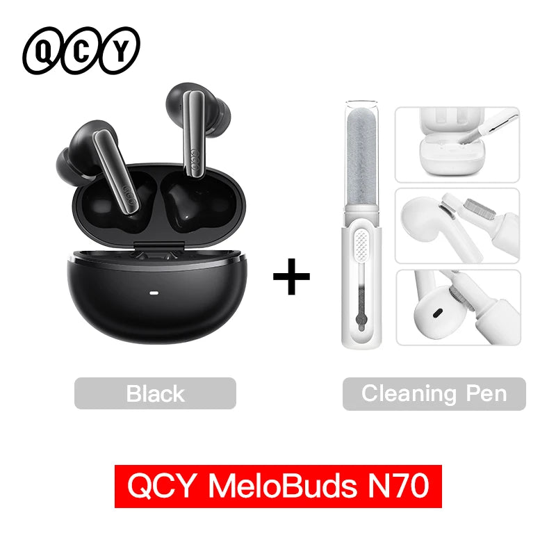 QCY MeloBuds N70 Adaptacyjne ANC Bezprzewodowe słuchawki douszne Bluetooth 6.0 LDAC Hi-Res Audio 6 mikrofonów Ładowanie bezprzewodowe Słuchawki 50 godzin IPX5