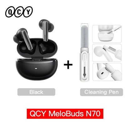 QCY MeloBuds N70 Adaptacyjne ANC Bezprzewodowe słuchawki douszne Bluetooth 6.0 LDAC Hi-Res Audio 6 mikrofonów Ładowanie bezprzewodowe Słuchawki 50 godzin IPX5