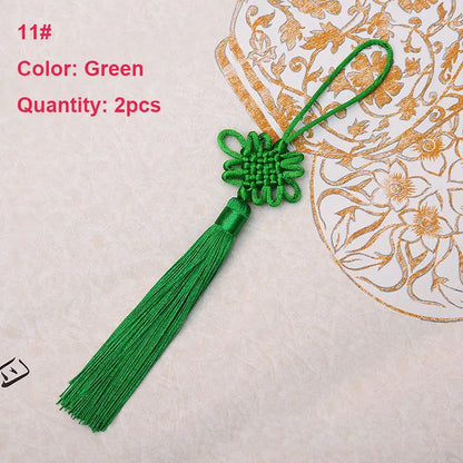 2Pcs Tassel Fringe Handmade Silk Floss Chinese Knot Tassel Bangs Flower Tassel for DIY Craft Door Car Handing Home Decor