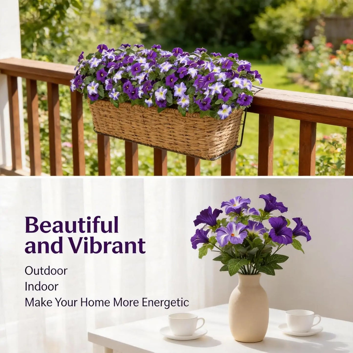 1/3/6pcs Artificial Petunia Flowers UV Resistant Silk Flower Look Real Fake Flowers for Outdoor Home Garden Balcony Decoration