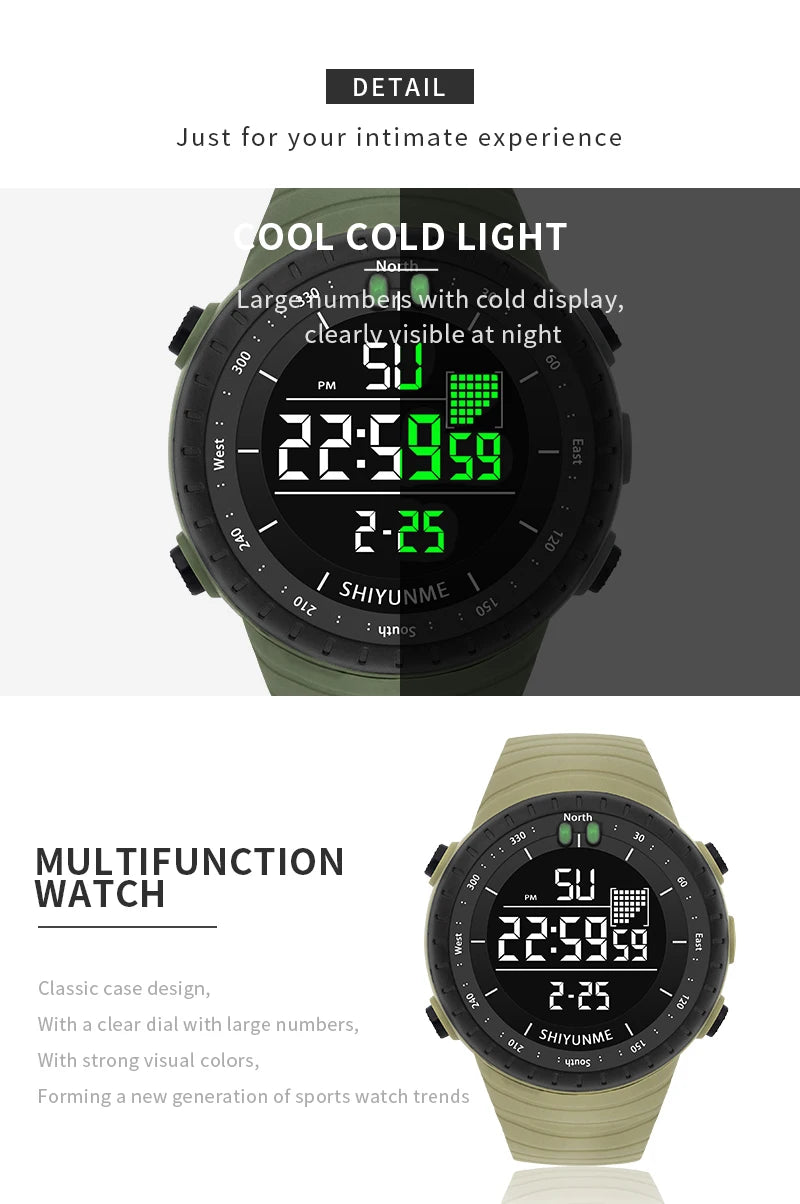 Top Men's Sports Watch 50M Waterproof Military Display Clock Man Watches LED Digital Luxury Fashion  Electronic Wristwatch  2111