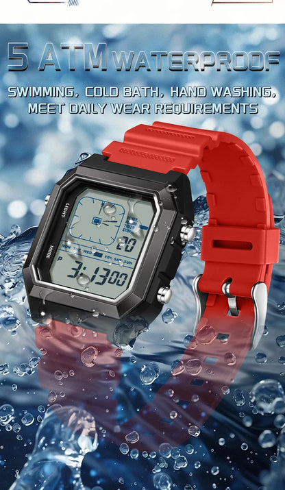SANDA 6307 Casual Men's LED Electronic Watch Waterproof Sports Alarm Clock Multi functional Student Fashion Electronic Watch