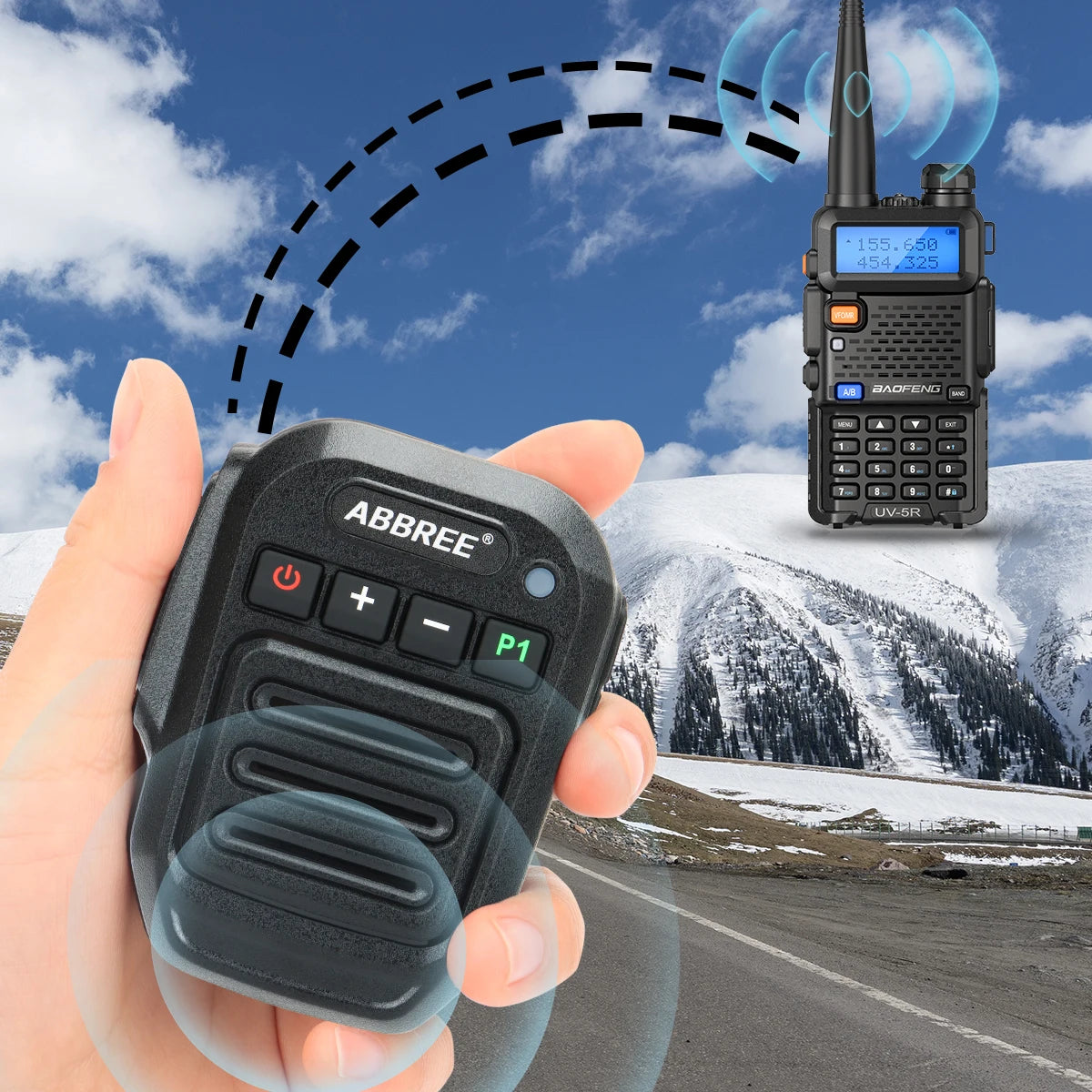 ABBREE Walkie Talkie Bluetooth Wireless Speaker Mic For Baofeng UV-5R UV-5RH UV-21 PRO V2 Quansheng UV-K5 (8) UV-K6 Ham Radio