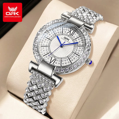 OPK 8618 Women Watch Simple Elegant Quartz Watch Waterproof Luminous Diamond Inlaid Watch For Women Box Gifts Original Reloj