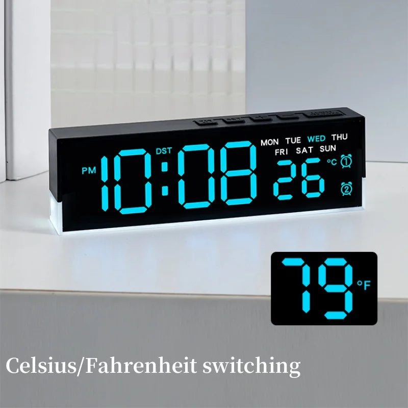 LED Digital Alarm Clock Temperature Week 2 Alarms Ambient Light Brightness Adjustment Bedside Electronic Table Clock USB Powered