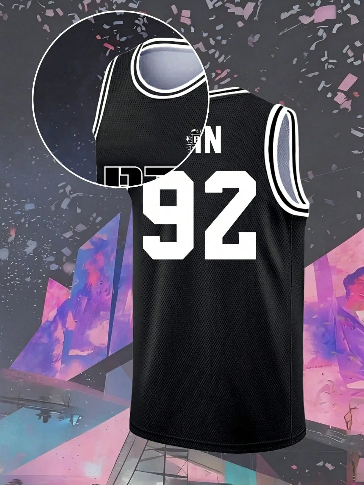 Men #92 Jersey Black Mesh Sleeveless Basketball Style Tank ARMY Fan Merch Casual Sport Streetwear Outfit