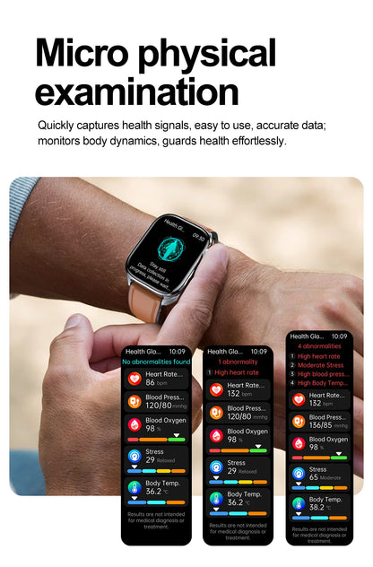 2026 New Accurate ECG Smart Watch Heart Health Analysis Blood analysis Blood Lipid Blood Pressure BT call Smart Watches For Men