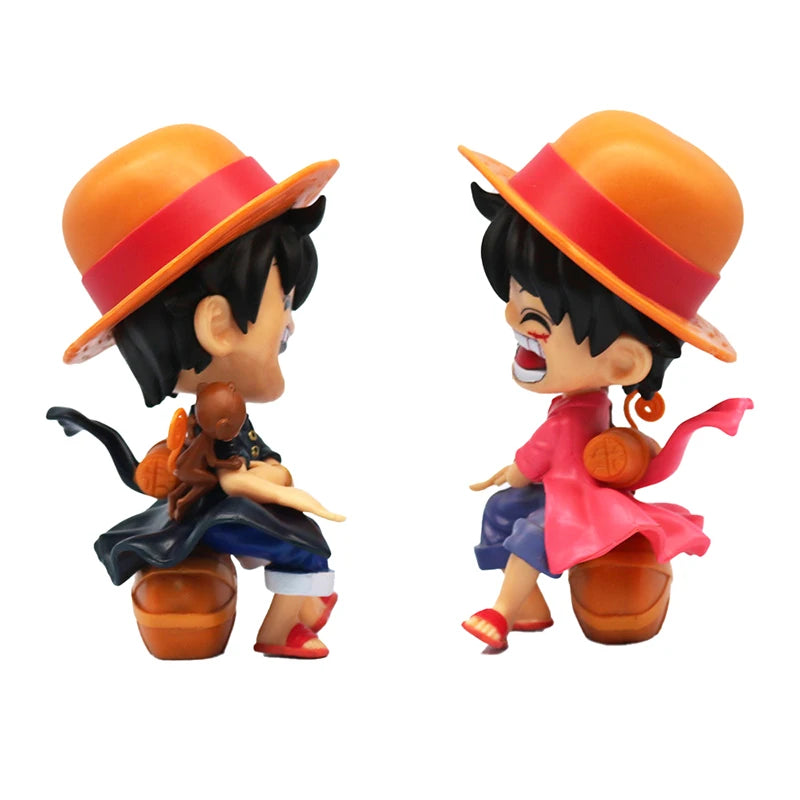 Anime peripheral series new ONE PIECE Luffy Solon Sanji Q-version sitting posture model figurine toy for children birthday gifts