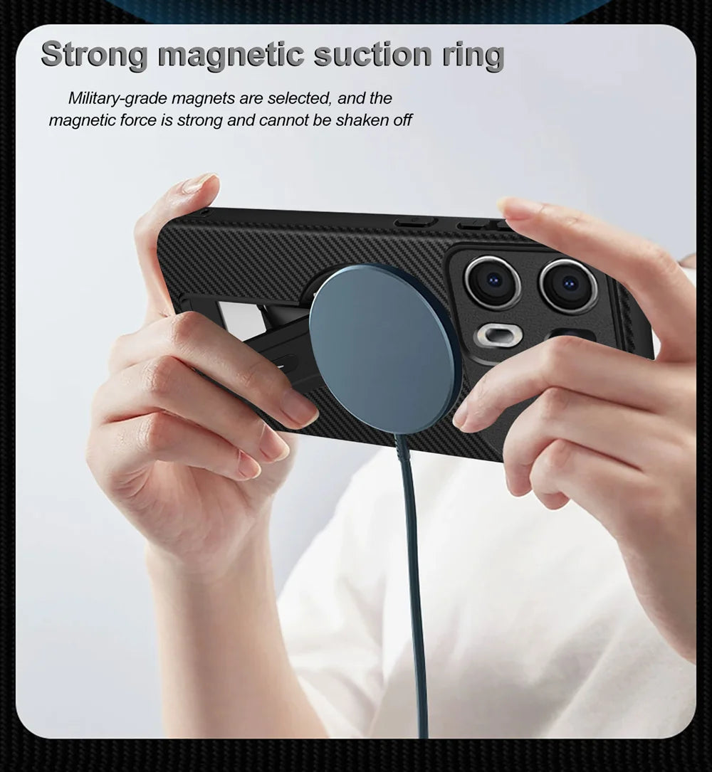 Shockproof Bracket Armor Magnetic Holder Case For OPPO Reno 13 13F Reno13 Pro Reno13F 5G Magsafe Wireless Charge Cover