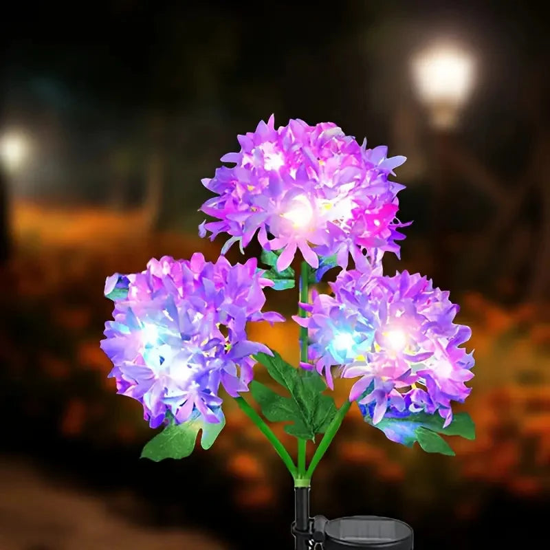 Solar Hydrangea Flower Lights For Outdoor Courtyard Decoration, LED Simulation Flower Lights, Solar Lawn Lights for Garden Decor