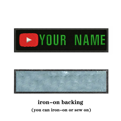 YouTube Logo 10X2.5cm Embroidery Custom Name Text Patch Stripes Badge Iron On Or  Patches