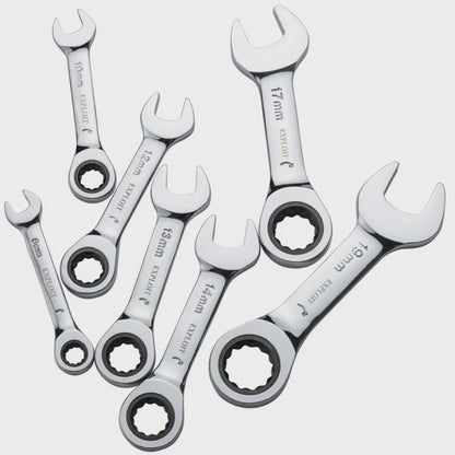 1Set 6mm-19mm Reversible Combination Stubby Single Wrench Stubby Combination 72 Tooth Ratchet Socket Spanner Nut Repair Tools
