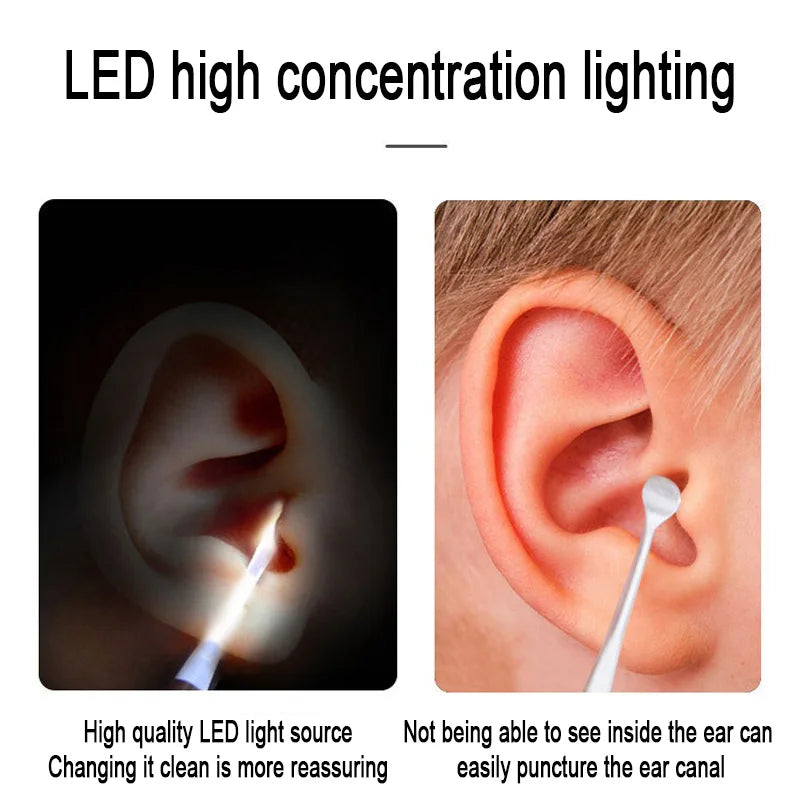 Ear wax remover with light LED Wax Removal Luminous Ear Scoop Cleaner Handy Ear Picking Tool for Hygiene and Health