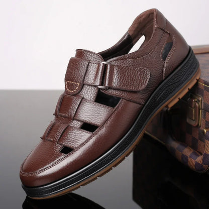 Men's Slip-on Hollow-out Loafers, Summer Comfortable Breathable Cutout Shoes, Non-slip for Outdoor & Driving-XH9608