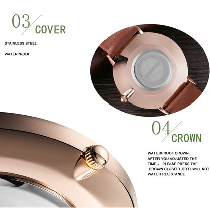 Hannah Martin Hot New Ms Fashion Simple Quartz Movement Watch High Quality Leather Strap Waterproof Lady Watch Relogio Feminino