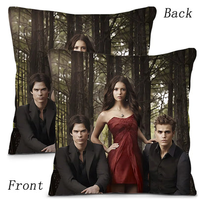 Hot American TV series Vampire Diaries Pillow Covers Sofa Decorative Home Double-sided Printing Short Plush Cute Cushion Cover