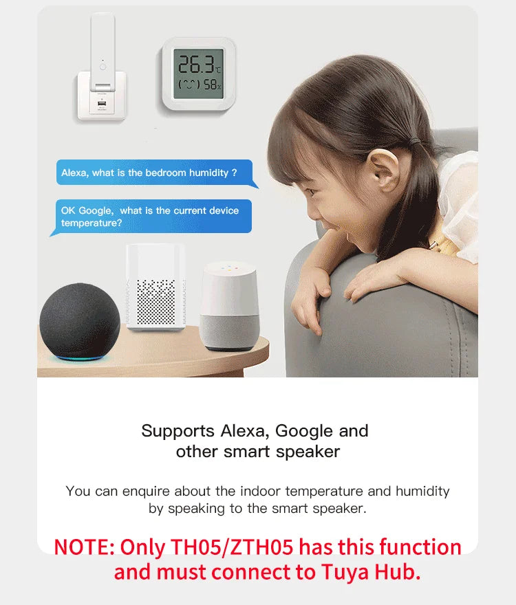 Tuya Zigbee Temperature Humidity Sensor Fridge Sensor Mini LCD Digital Display Bluetooth-Compatible Thermometer Hygrometer