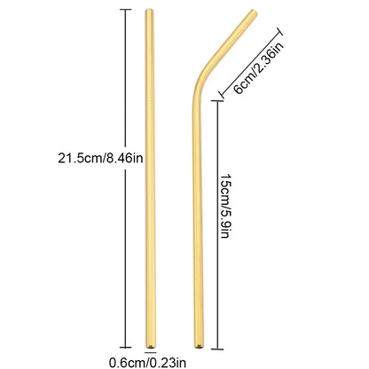 11Pcs Reusable Black Straw Set 304 Stainless Steel Straw Straight Bent Drinking Straw With Cleaning Brush Home Bar Accessory