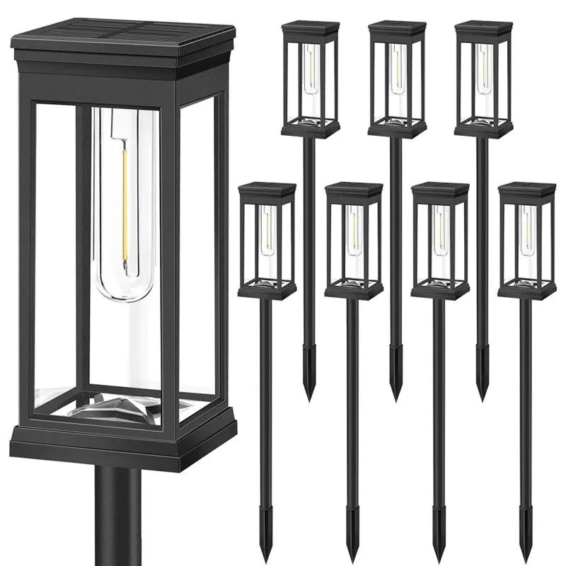 2/4/6Pcs Retro Solar Pathway Warm Lights Outdoor Waterproof Garden Incandescent Bulb for Walkway Yard Backyard Landscape Decor