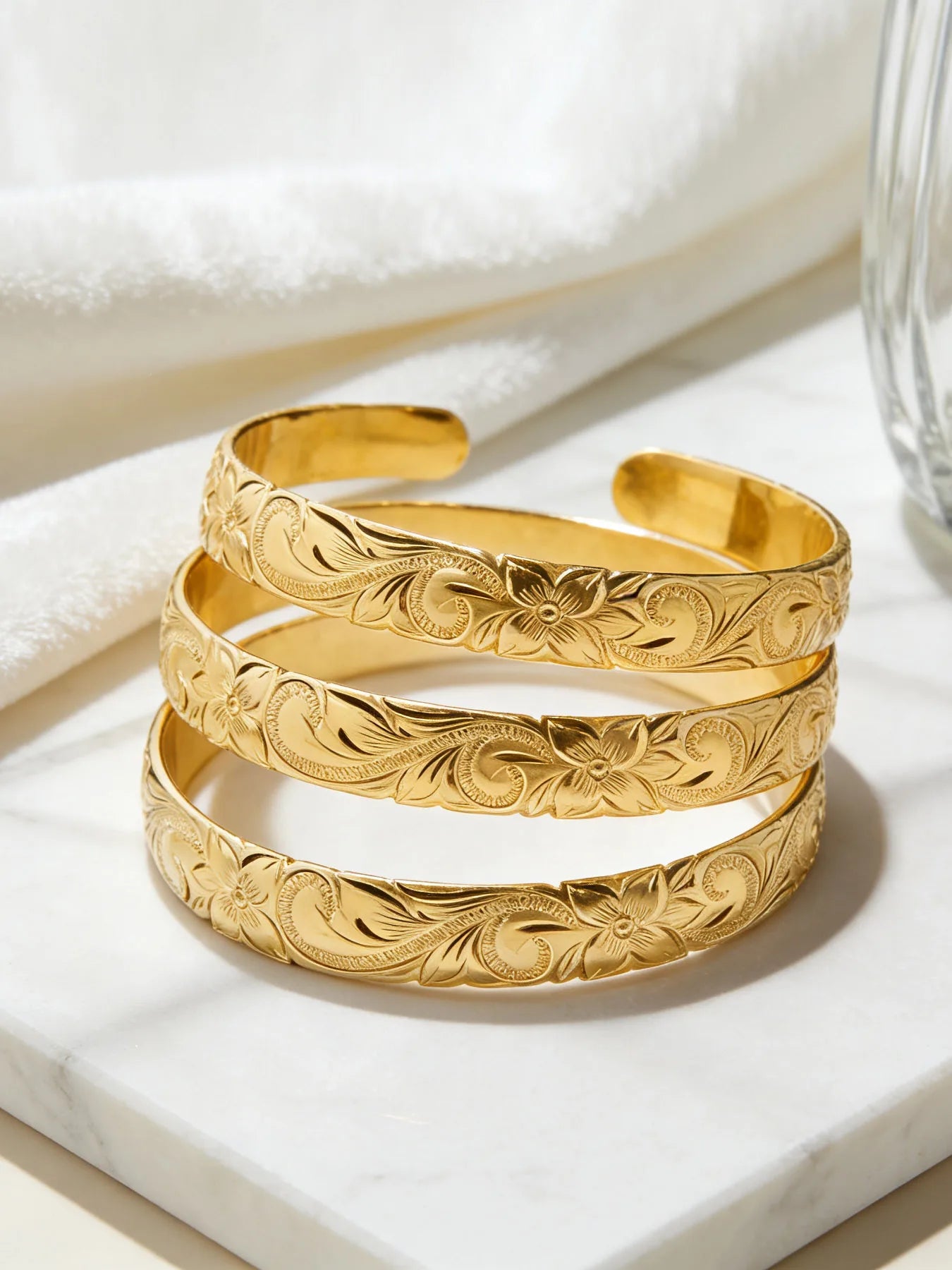 1pc Hawaiian Hamilton Heirloom Tribal Bangle Cuff Bracelet 14k Gold Plated Copper Jewelry