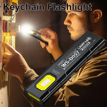 Keychain Flashlight USB-C Rechargeable 400mAh 550 Lumens Multifunctional Lighting Durable Mini Auto Repair Hat Clip Work Light