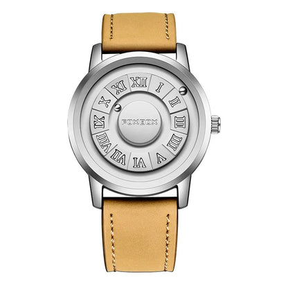 FOXBOX Fashion Leather Watch Men Creative Rolling Pointer Design Watch Men Casual Business Military Men's Quartz WristWatches