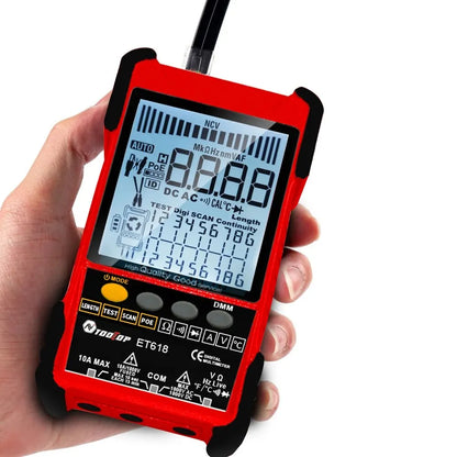 TOOLTOP Tester kabli sieciowych Multimetr Śledzenie kabli LAN Test POE Pomiar długości 400M/600M Regulowana czułość Szukacz kabli