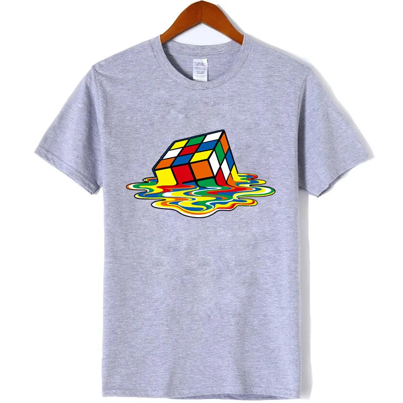 Summer Men's T-shirt High Quality Cotton Blend Magic Square Printing O-neck For Men Tees Casual Cool Hip Hop Short Sleeved Tops