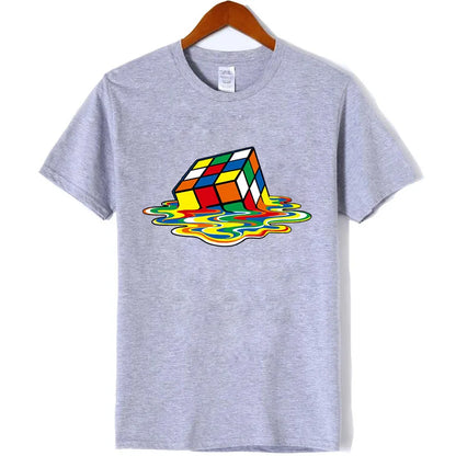 Summer Men's T-shirt High Quality Cotton Blend Magic Square Printing O-neck For Men Tees Casual Cool Hip Hop Short Sleeved Tops