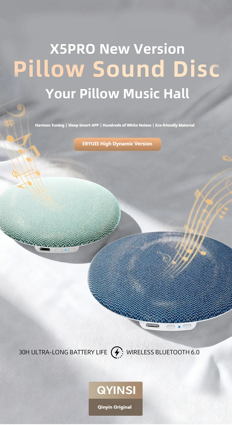 Bluetooth 6.0 Pillow Speaker for Sleeping, Wireless MP3 Music Player for Sleeping Ultra-Thin Under Pillow Sound Machine