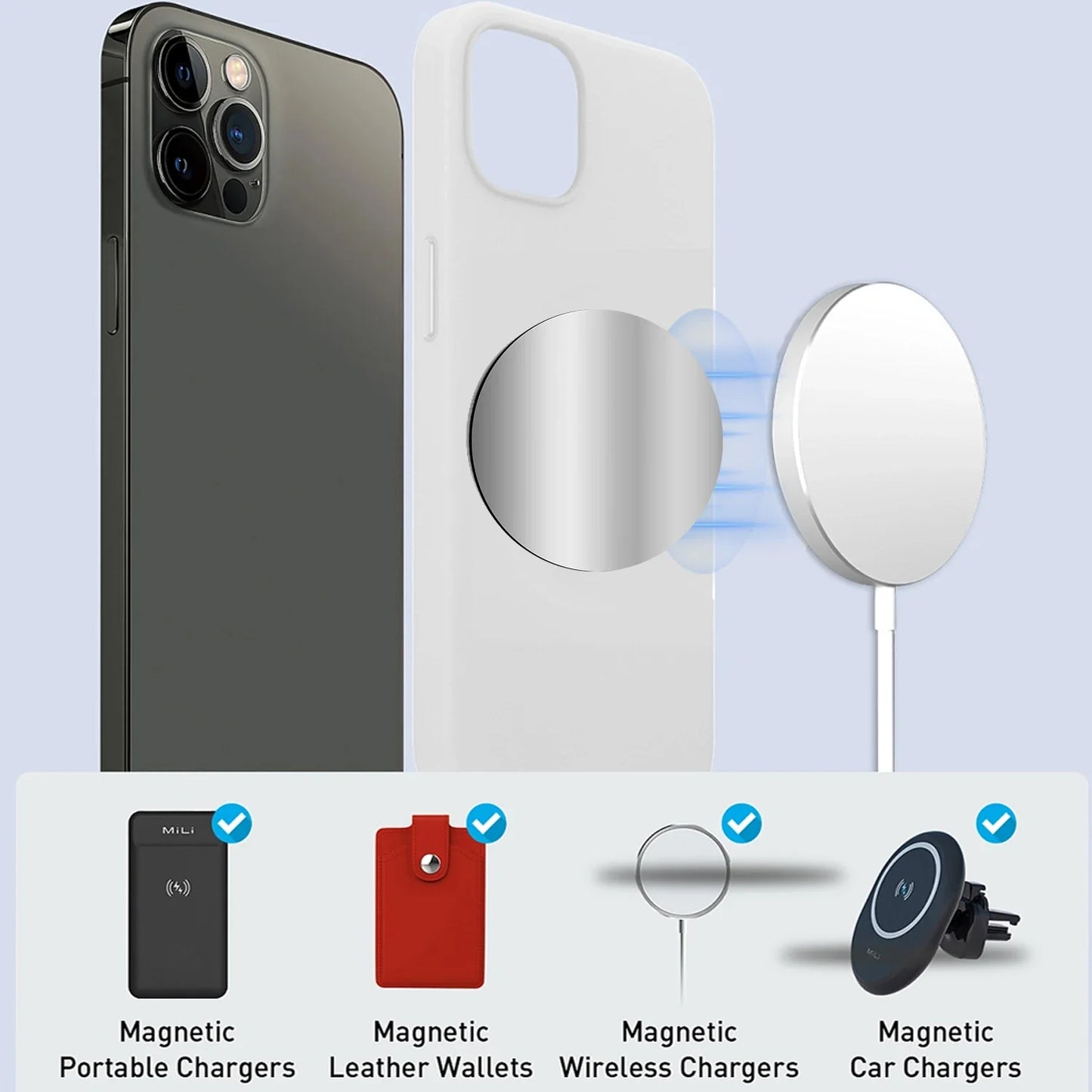 1-5PCS 8CM Magnetic Metal Plate Disk for Mobile Phone Tablet Universal Self Adhesive Iron Disk Patch Sticker for Magnetic Holder