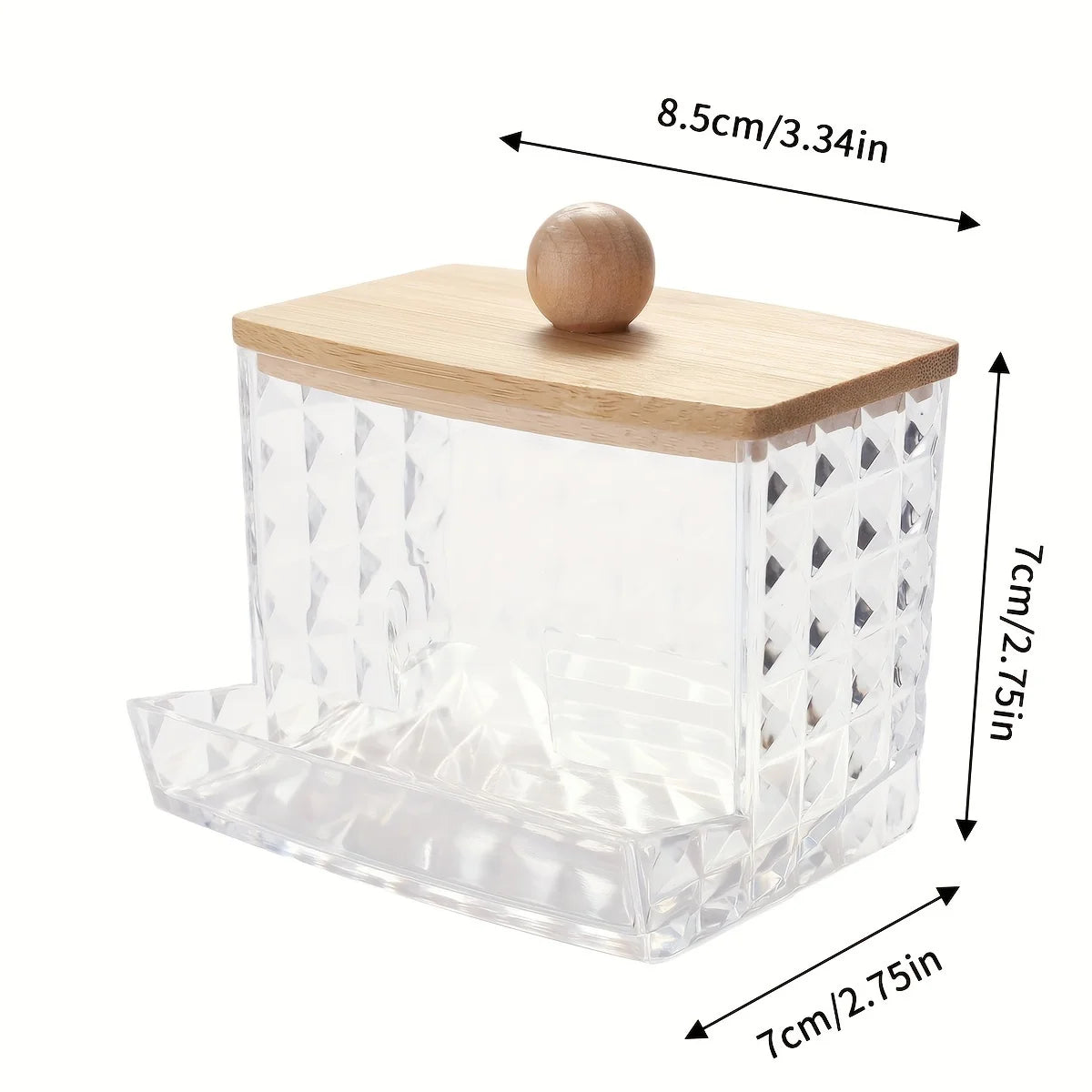 8oz Cotton Swab Holder Dispenser Clear Diamond Pattern Bathroom Organizer Accessories Decor for Storage Cotton Ball Holder Apoth