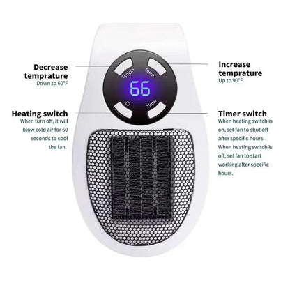 Portable Electric Heater Mini Radiator Plug in Wall Home Appliance with Remote Control Fast Heating Hand Warmer for Room Desktop