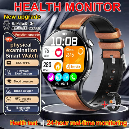 2026New Smart Watch For Men Micro-examination Health Blood pressure Uric Acid ECG+PPG Fitness Tracker Clock Smartwatch Women Men