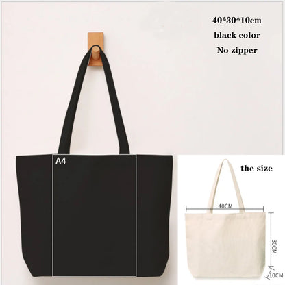 Canvas Cotton bag grocery handbag Foldable Fabric tote bag portable Storage organizer Shopping bag for woman Cloth organizer bag