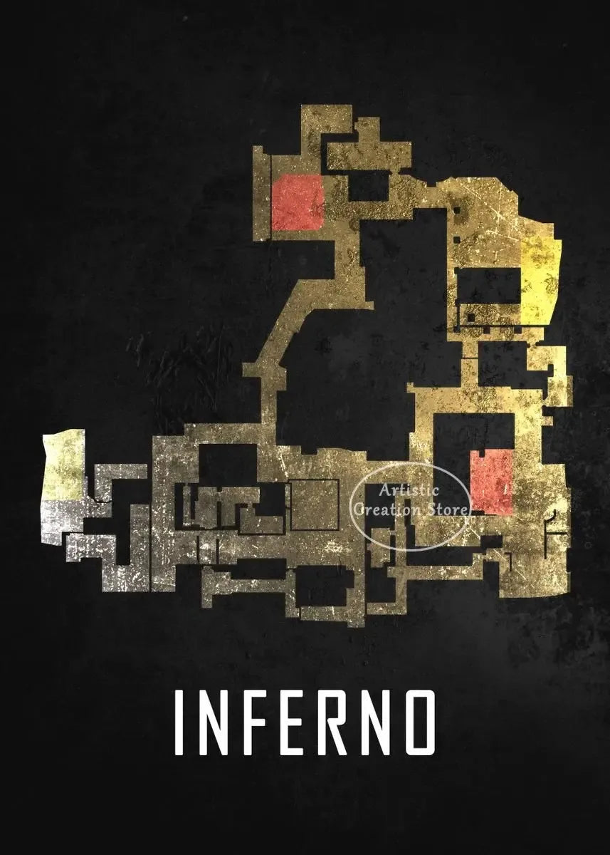 Cs Go Maps Poster First Person Shooter Game Dust 2 Nuke Map Black Print Canvas Painting Wall Pictures for Game Room Wall Decor