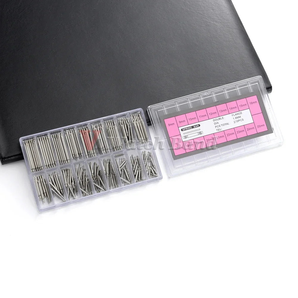 360pcs/set Metal Link Pin Watch Repair Tools Dia 1.5mm/1.8mm Strainless Steel Spring Bars Length 8mm- 25mm Watchband Strap Pin