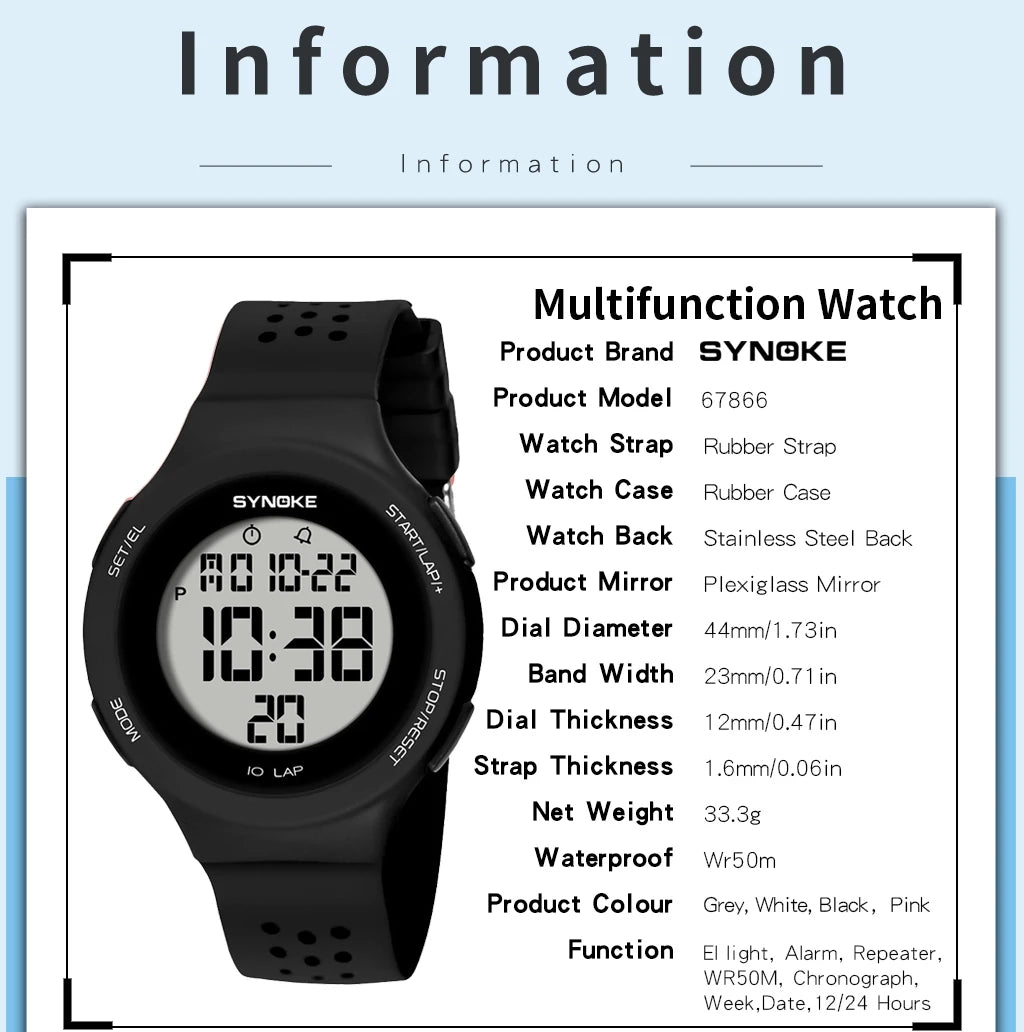Outdoor Sport Watch Men Alarm Chrono Clock 5Bar Waterproof Military Watches LED Display Shock Digital Watch Thin Design