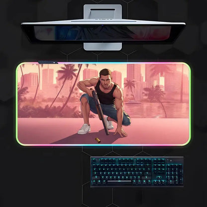 Game G-gta 6 Mouse Pad Gamer Luminescence Led Mouse Pad Gaming Table Rgb Deskmat Keyboard Pc Mousepad