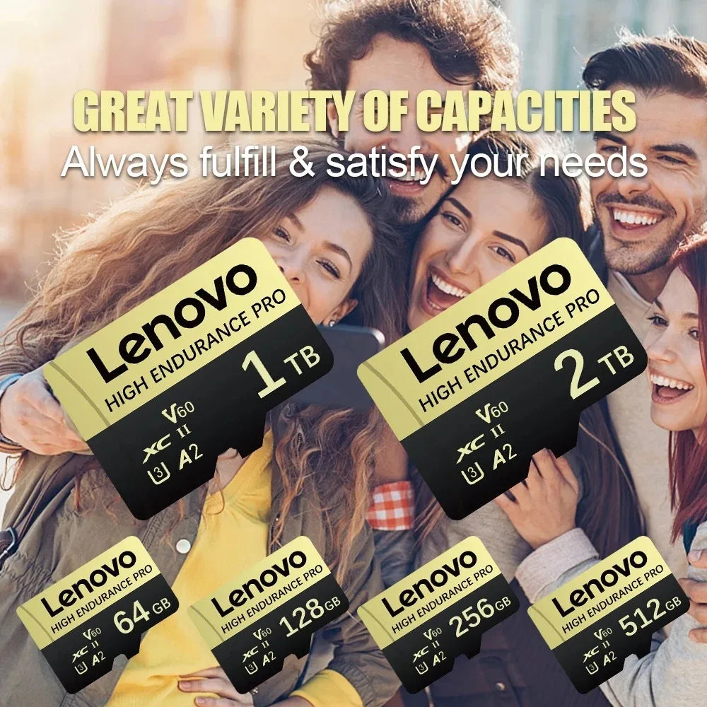 Lenovo SD Memory Card 2TB 1TB Class 10 High Speed Micro TF Card 1TB 512GB For Nintendo Switch PC Smart Phone SD Card 128GB 256GB