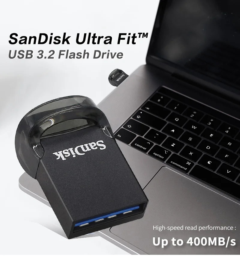 SanDisk Ultra Fit USB 3.2 Pendrive Mini 16GB 32GB 64GB 128GB 256GB 512GB CZ430 Pamięć USB Do 400 MB/s Dysk U