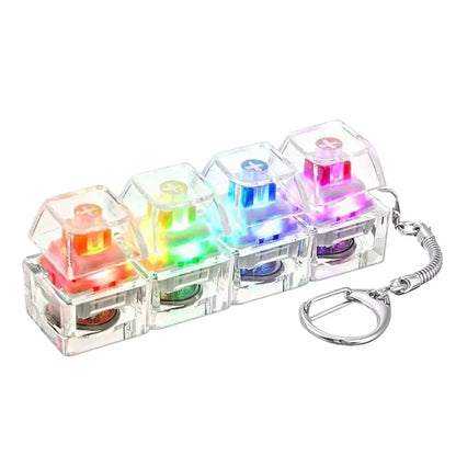 4-Button Light Up Keyboard Keychain Clickable LED Button Fidget Toys with Lights for Stress Relief Anxiety People Desk Accessory