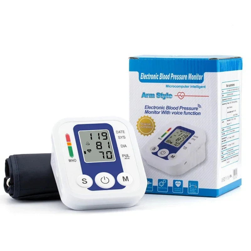 Digital Blood Pressure Monitor BP Testing Kit Medical Heart Rate Meter Armband Automatic Pulse Tonometer Health Care LED Display