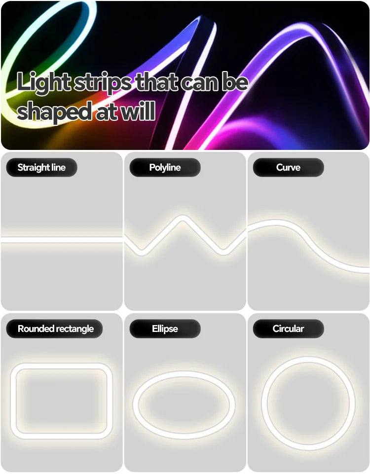 1M-10M LED Neon Rope Tube Soft Silicone Diffuser Channel Black/White Flexible Ribbon Strip Light for Recessed Channel