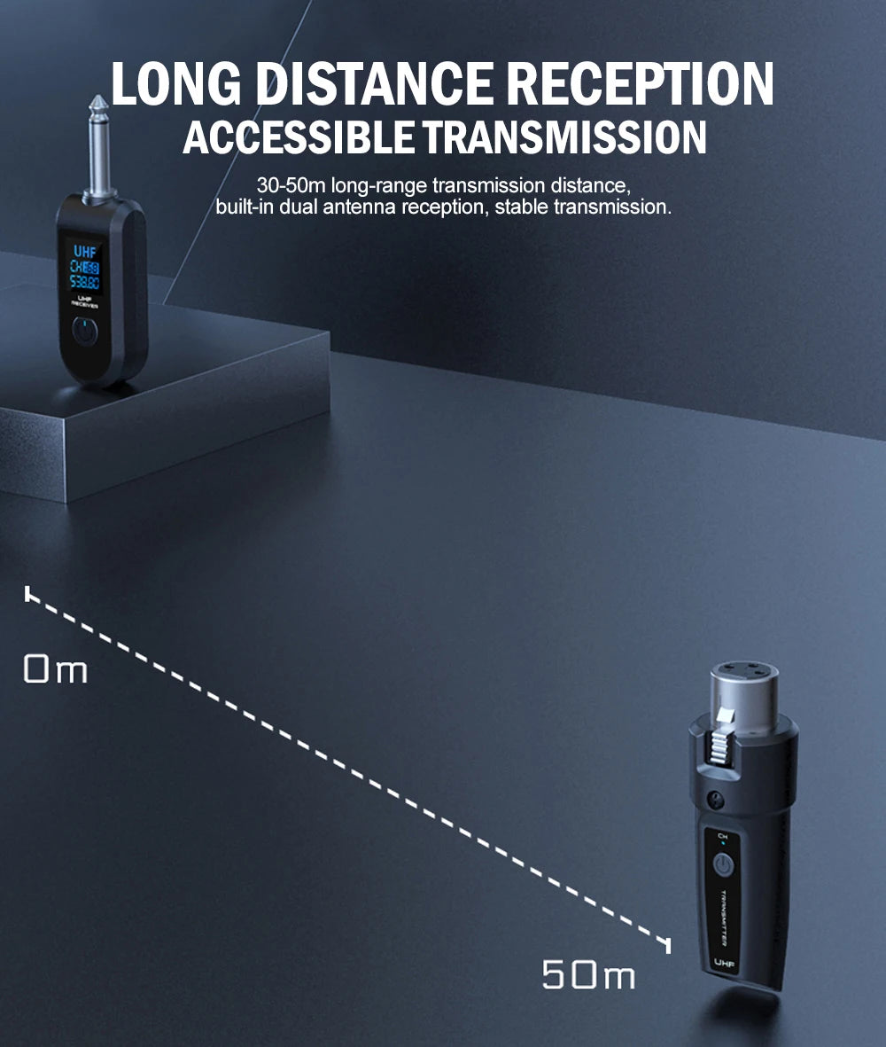 Wireless Microphone Transmitter Receiver System UHF XLR Adapter System for Dynamic Microphone Guitar Audio Mixer PA System DGNOG