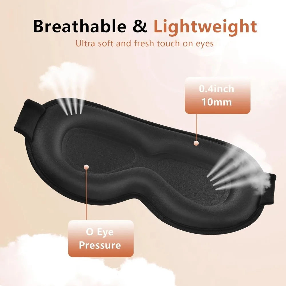 3D Contoured Eye Mask with Zero Pressure, 100% Blackout, Eye Mask for Sleep, Suitable for Offices, Napping, Travel, and Relaxati