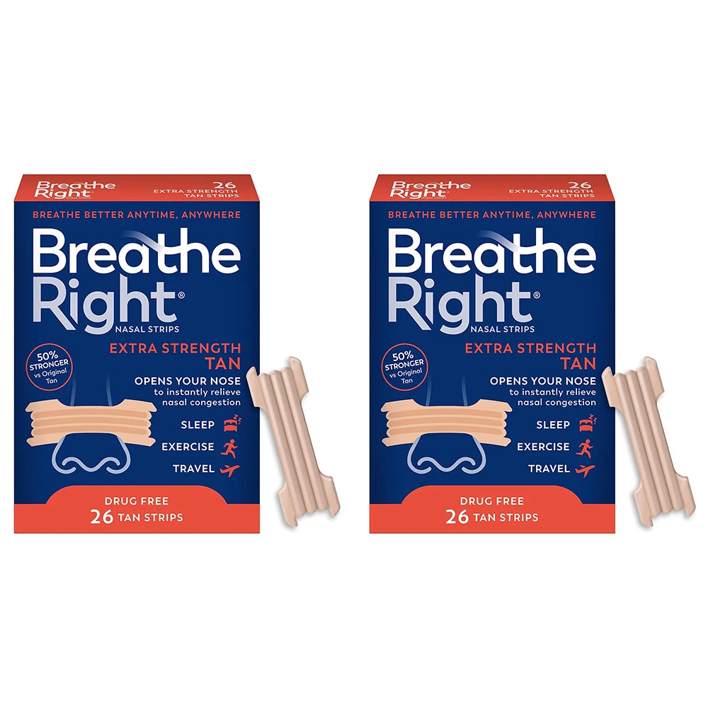 Breathe Right Nasal Strips Extra Strength Tan Nasal Strips Help Stop Snoring Drug-Free Snoring Solution&Instant Nasal Congestion