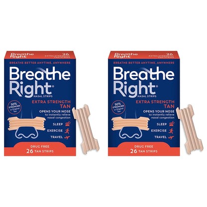 Breathe Right Nasal Strips Extra Strength Tan Nasal Strips Help Stop Snoring Drug-Free Snoring Solution&Instant Nasal Congestion