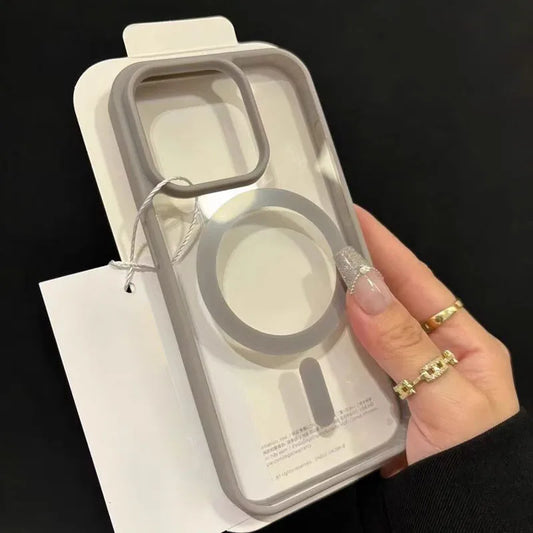 Luxury Transparent Magnetic Case For iPhone 16 15 14 13 12 11 Pro Max Plus For Magsafe Wireless Charge Shockproof Bumper Cover